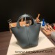 Hermes Picotin Clemence 18cm Y7 /Blue Orage Silver Hardware