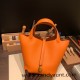 HERMES Picotin Lock 22/MM CLEMENCE Orange Gold Hardware