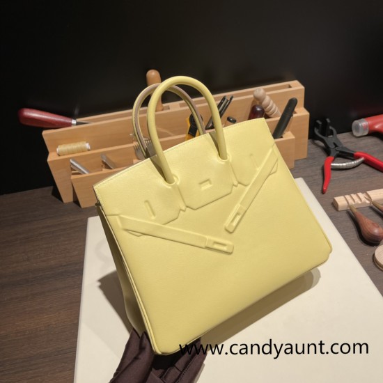 Hermes Shadow Birkin 25 swift 1Z/Jaune Poussin Full Handmade