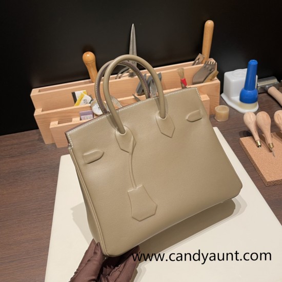 Hermes Shadow Birkin 25 swift 18/Étoupe Grey (Étoupe) Full Handmade