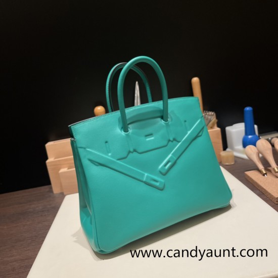 Hermes Shadow Birkin 25 6W /Menthe Full Handmade