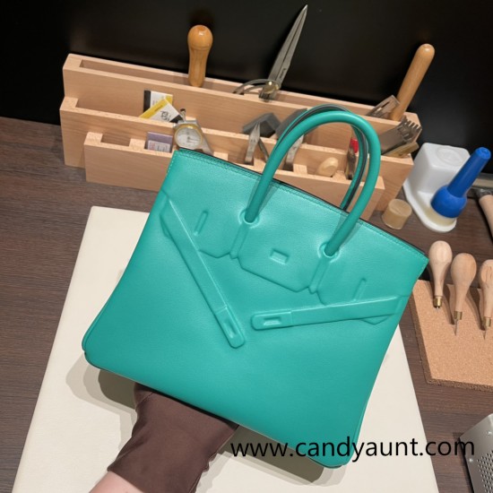 Hermes Shadow Birkin 25 6W /Menthe Full Handmade