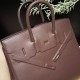 Hermes Shadow Birkin 25 swift 0G/Rouge Sellier Full Handmade